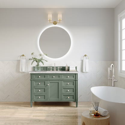James Martin Vanities Brittany 48" Smokey Celadon Single Vanity With 3 cm Eternal Jasmine Pearl Top and FreePower Wireless Charger