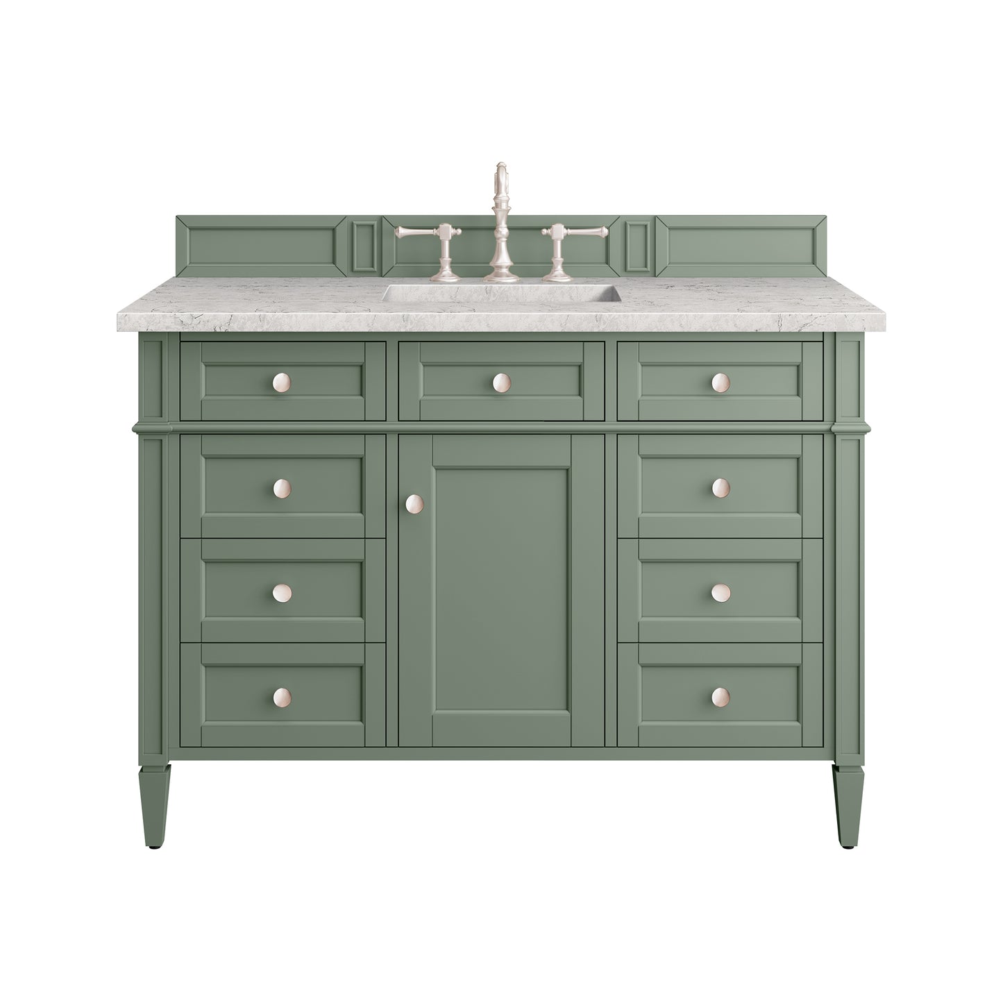 James Martin Vanities Brittany 48" Smokey Celadon Single Vanity With 3 cm Eternal Jasmine Pearl Top and FreePower Wireless Charger