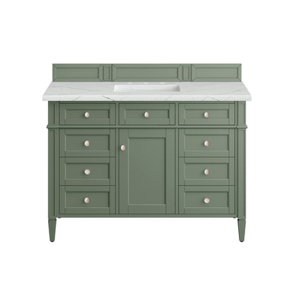 James Martin Vanities Brittany 48" Smokey Celadon Single Vanity With 3 cm Ethereal Noctis Top and FreePower Wireless Charger