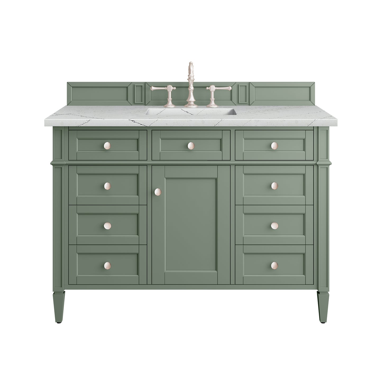 James Martin Vanities Brittany 48" Smokey Celadon Single Vanity With 3 cm Ethereal Noctis Top and FreePower Wireless Charger