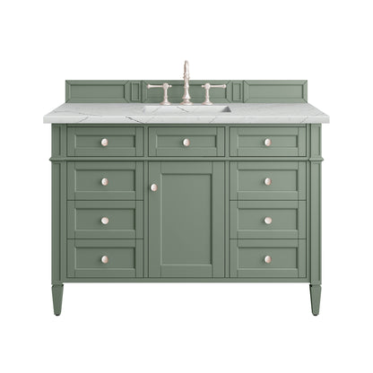 James Martin Vanities Brittany 48" Smokey Celadon Single Vanity With 3 cm Ethereal Noctis Top and FreePower Wireless Charger