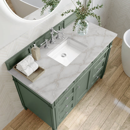 James Martin Vanities Brittany 48" Smokey Celadon Single Vanity With 3 cm Victorian Silver Top