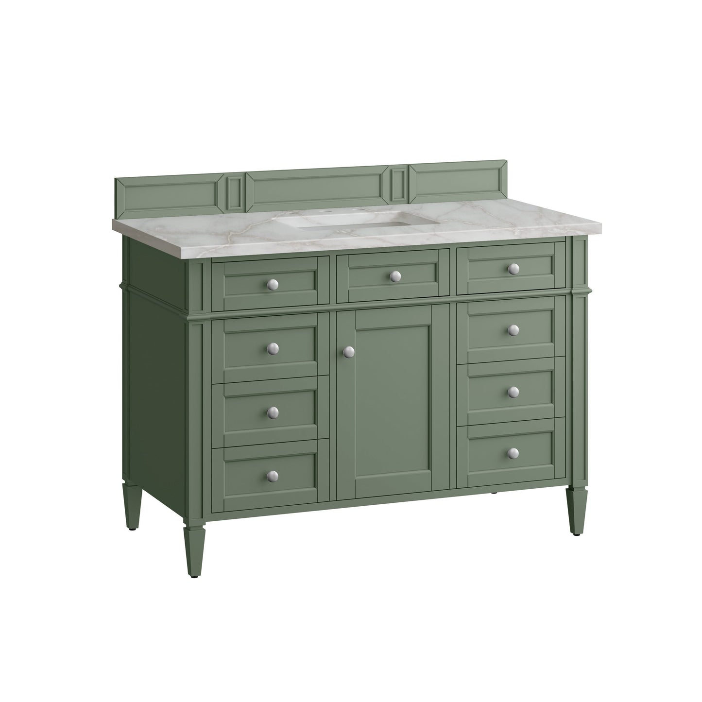 James Martin Vanities Brittany 48" Smokey Celadon Single Vanity With 3 cm Victorian Silver Top