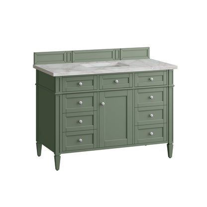 James Martin Vanities Brittany 48" Smokey Celadon Single Vanity With 3 cm Victorian Silver Top