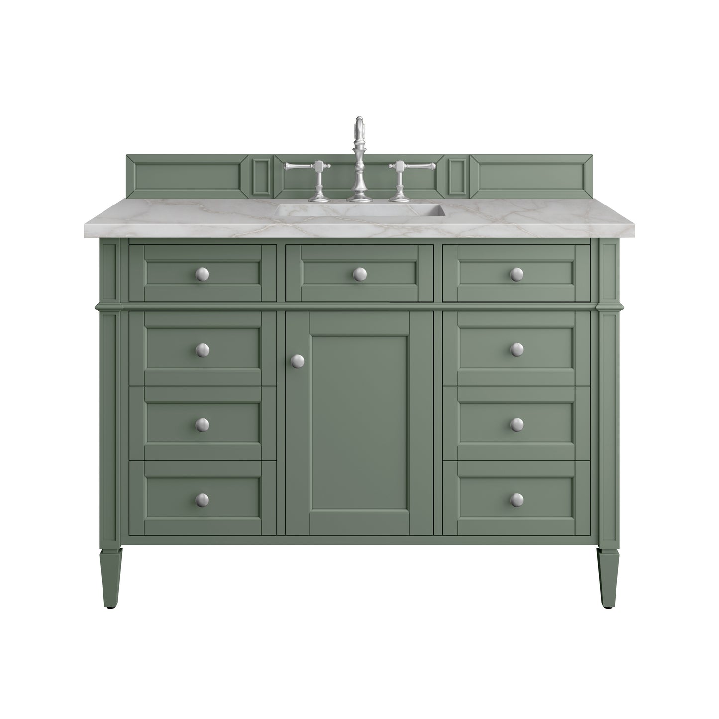 James Martin Vanities Brittany 48" Smokey Celadon Single Vanity With 3 cm Victorian Silver Top and FreePower Wireless Charger