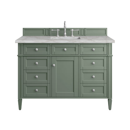 James Martin Vanities Brittany 48" Smokey Celadon Single Vanity With 3 cm Victorian Silver Top and FreePower Wireless Charger