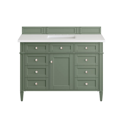 James Martin Vanities Brittany 48" Smokey Celadon Single Vanity With 3 cm White Zeus Top