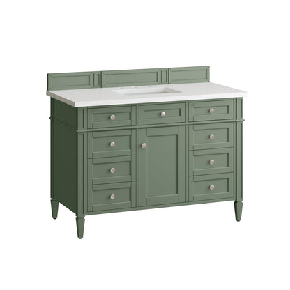 James Martin Vanities Brittany 48" Smokey Celadon Single Vanity With 3 cm White Zeus Top