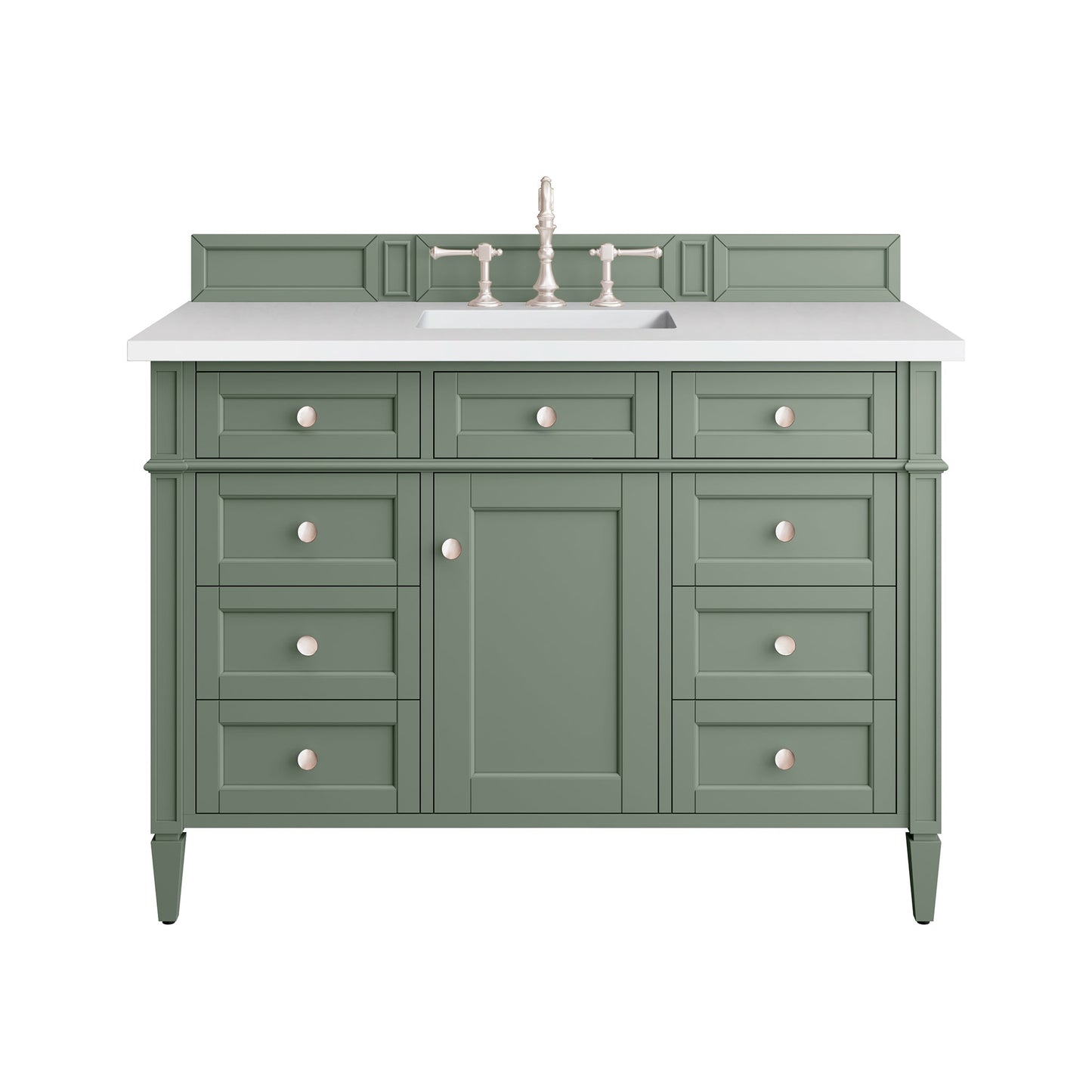 James Martin Vanities Brittany 48" Smokey Celadon Single Vanity With 3 cm White Zeus Top