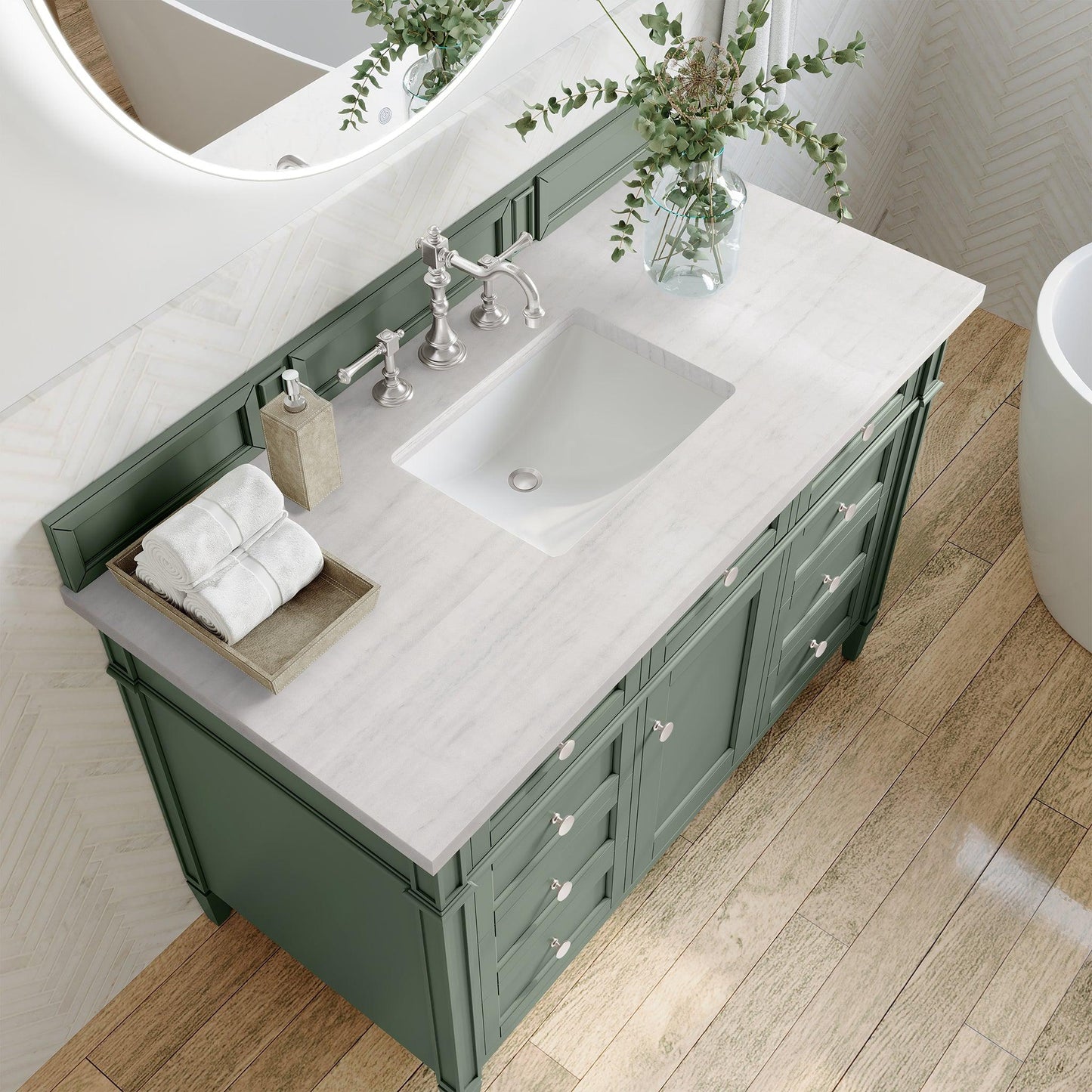 James Martin Vanities Brittany 48" Smokey Celadon Single Vanity With 3cm Arctic Fall Top