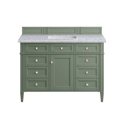 James Martin Vanities Brittany 48" Smokey Celadon Single Vanity With 3cm Carrara Marble Top