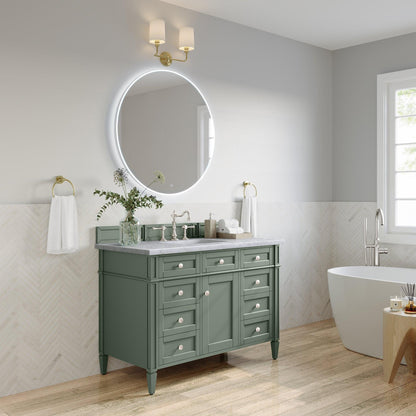 James Martin Vanities Brittany 48" Smokey Celadon Single Vanity With 3cm Carrara Marble Top