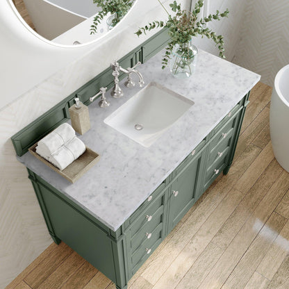 James Martin Vanities Brittany 48" Smokey Celadon Single Vanity With 3cm Carrara Marble Top