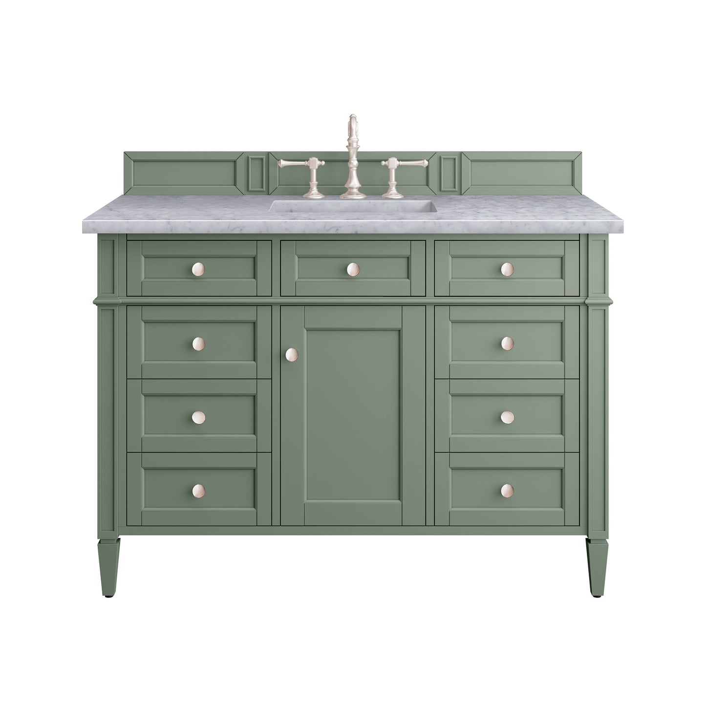 James Martin Vanities Brittany 48" Smokey Celadon Single Vanity With 3cm Carrara Marble Top