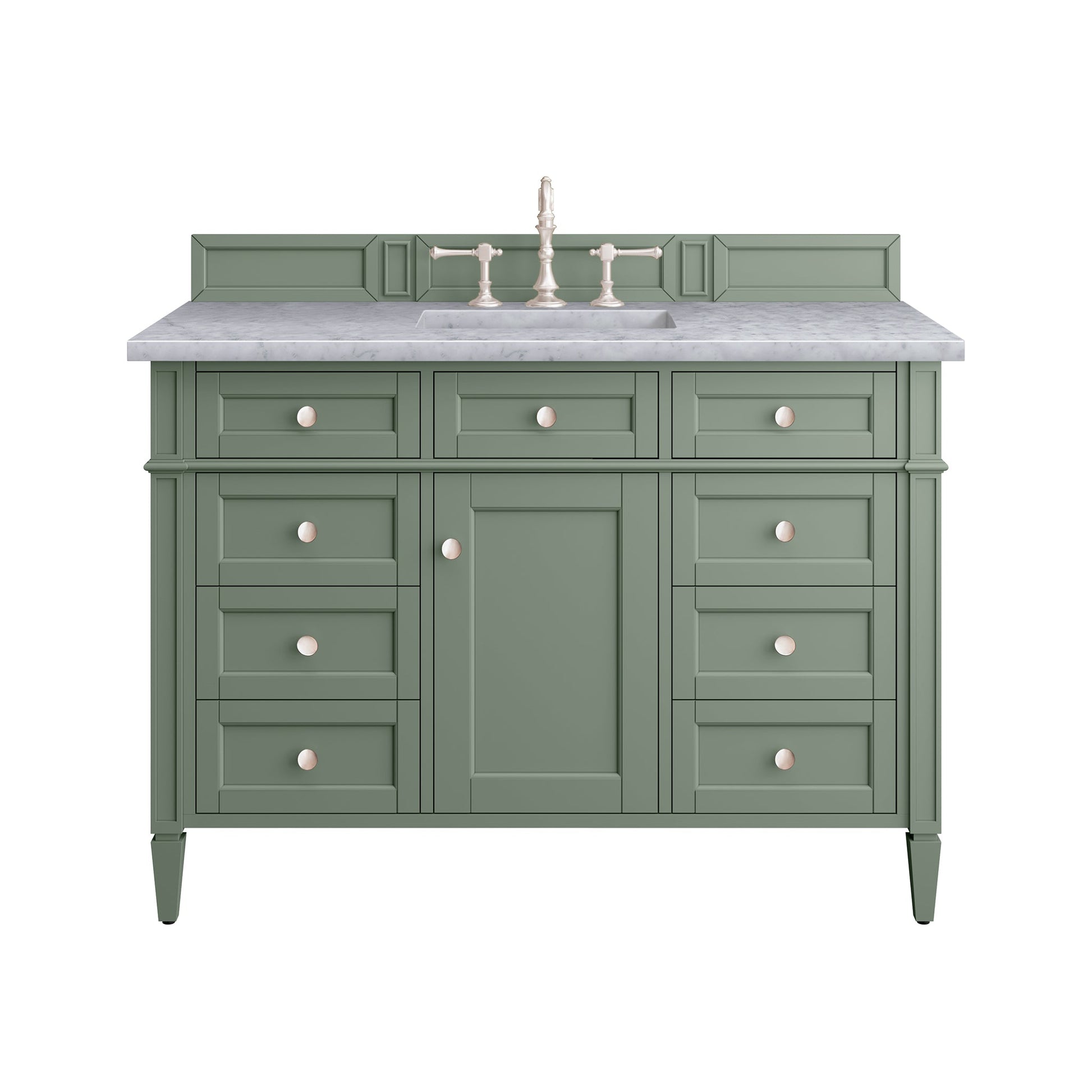 James Martin Vanities Brittany 48" Smokey Celadon Single Vanity With 3cm Carrara Marble Top