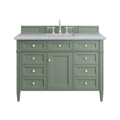 James Martin Vanities Brittany 48" Smokey Celadon Single Vanity With 3cm Carrara Marble Top