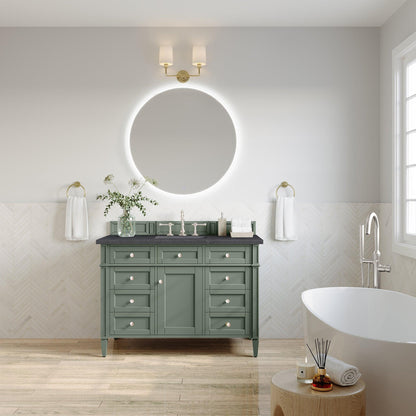 James Martin Vanities Brittany 48" Smokey Celadon Single Vanity With 3cm Charcoal Soapstone Top