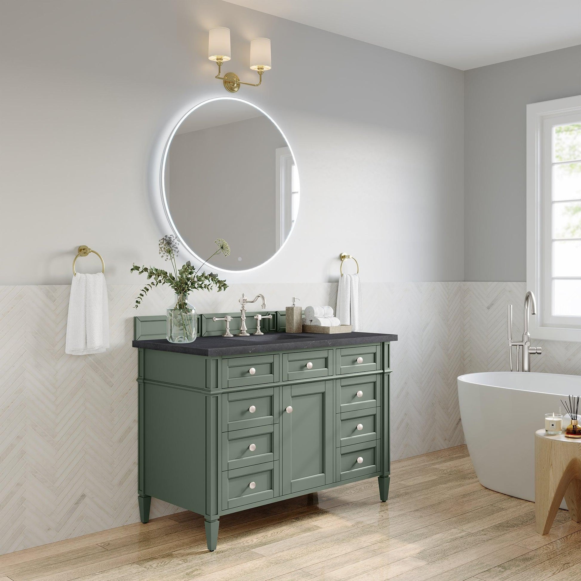 James Martin Vanities Brittany 48" Smokey Celadon Single Vanity With 3cm Charcoal Soapstone Top