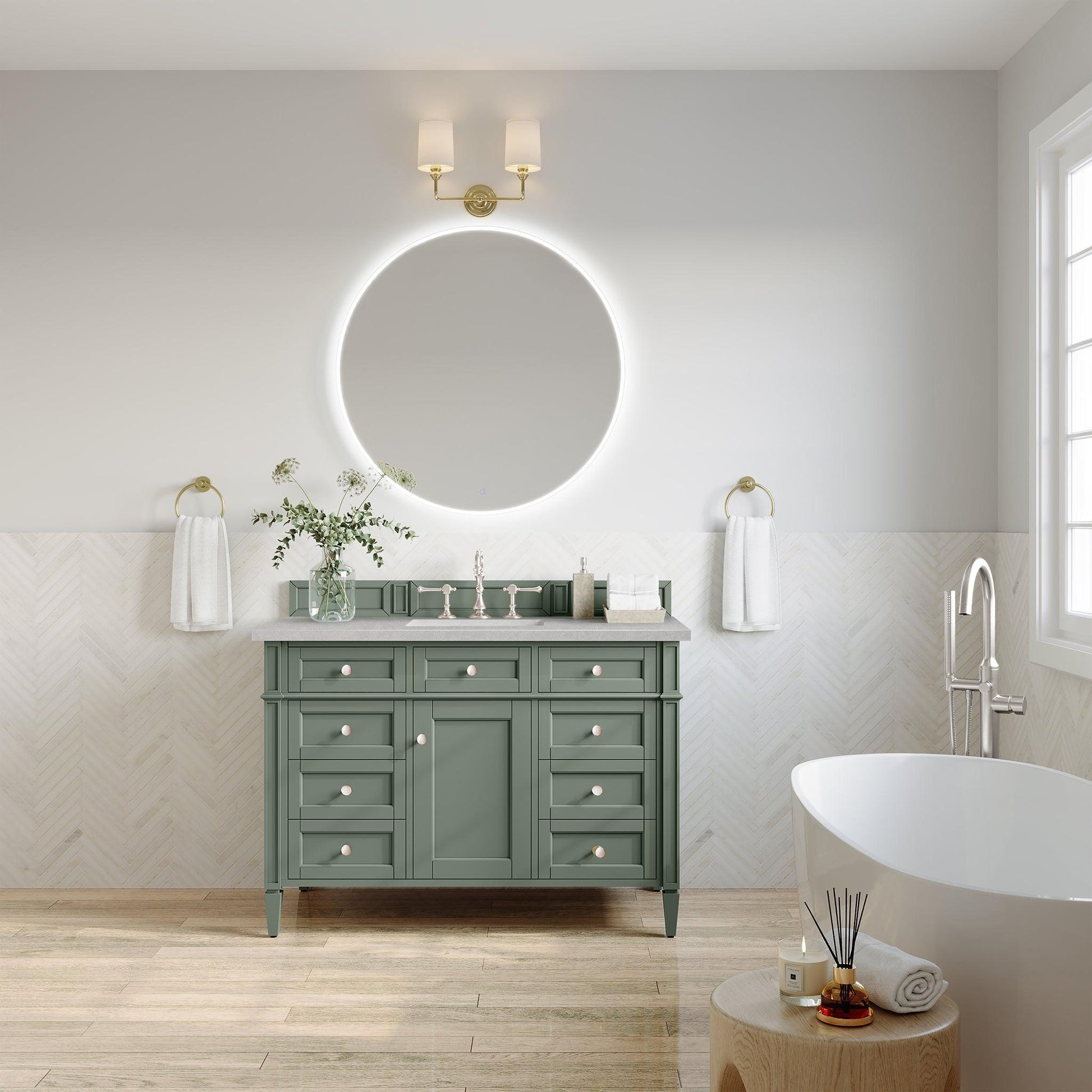 James Martin Vanities Brittany 48" Smokey Celadon Single Vanity With 3cm Eternal Serena Top