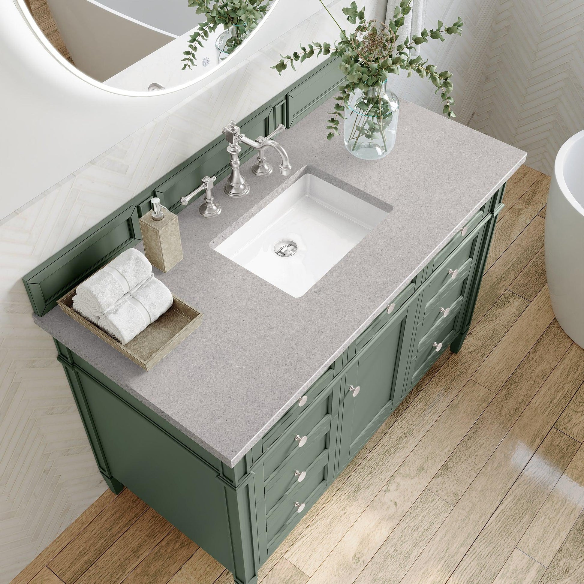 James Martin Vanities Brittany 48" Smokey Celadon Single Vanity With 3cm Eternal Serena Top