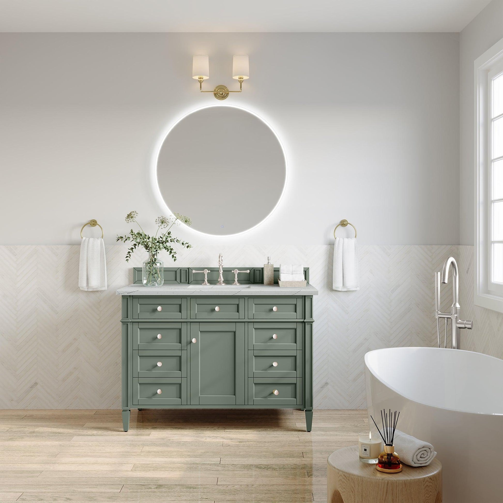 James Martin Vanities Brittany 48" Smokey Celadon Single Vanity With 3cm Ethereal Noctis Top