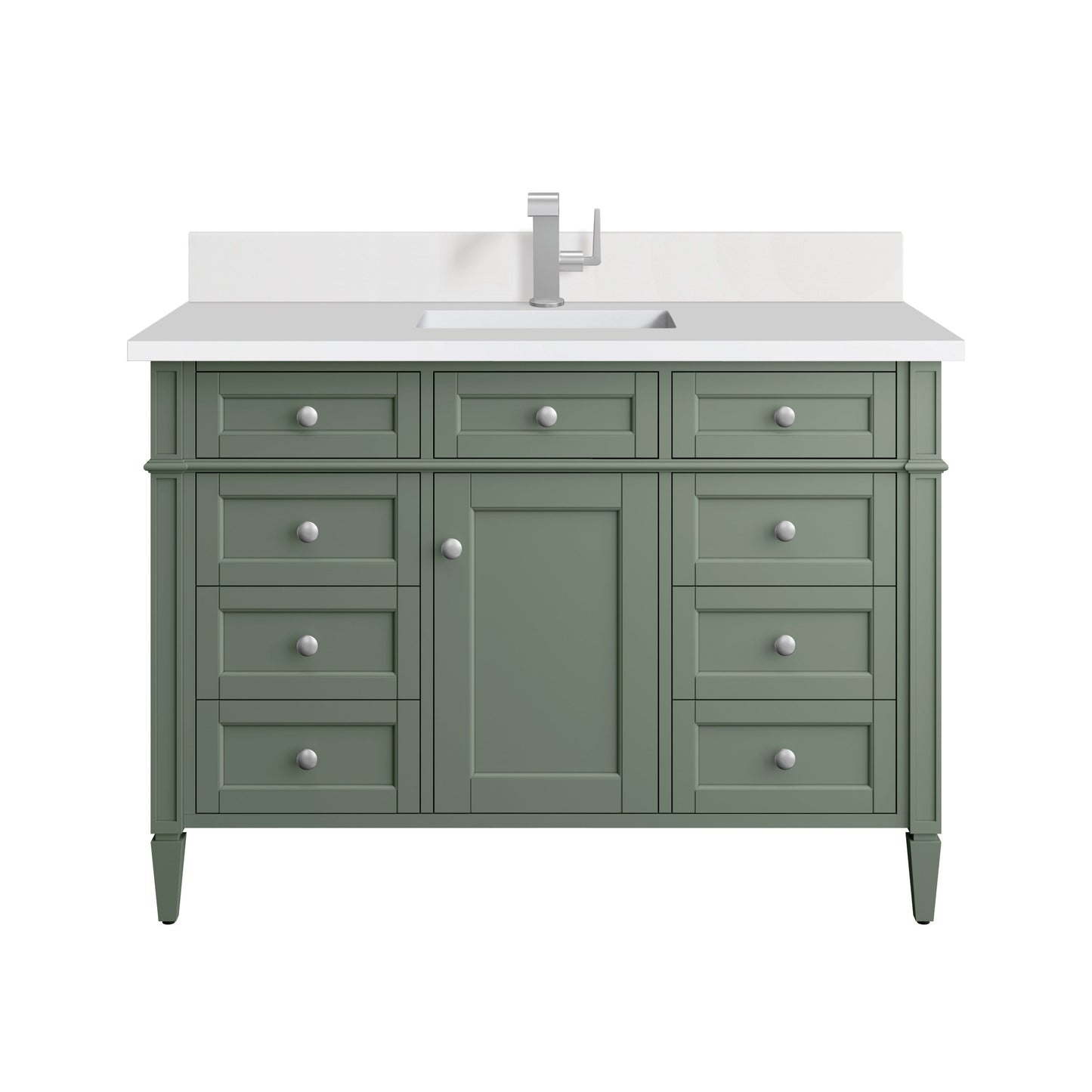 James Martin Vanities Brittany 48" Smokey Celadon Single Vanity With Single Hole 3 cm White Zeus Top & Backsplash