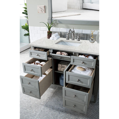 James Martin Vanities Brittany 48" Urban Gray Single Vanity With 3 cm Eternal Jasmine Pearl Silestone Top and FreePower Wireless Charger
