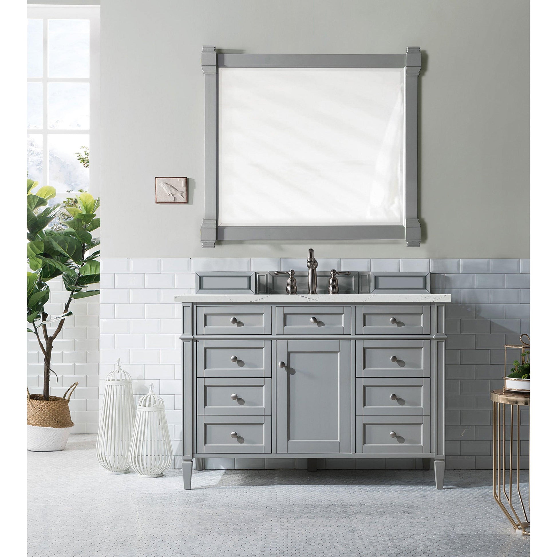 James Martin Vanities Brittany 48" Urban Gray Single Vanity With 3 cm Ethereal Noctis Silestone Top and FreePower Wireless Charger