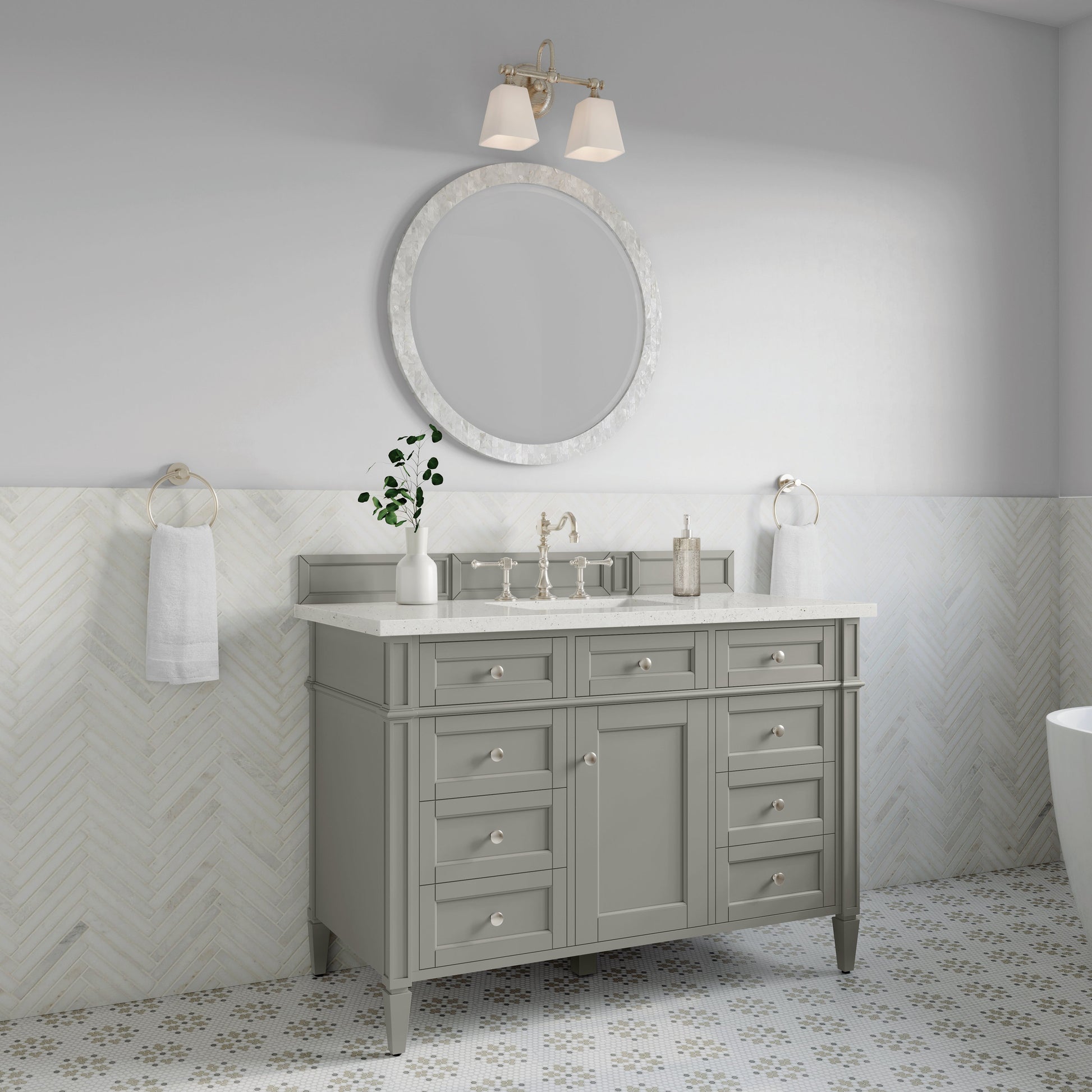 James Martin Vanities Brittany 48" Urban Gray Single Vanity With 3 cm Lime Delight Quartz Top