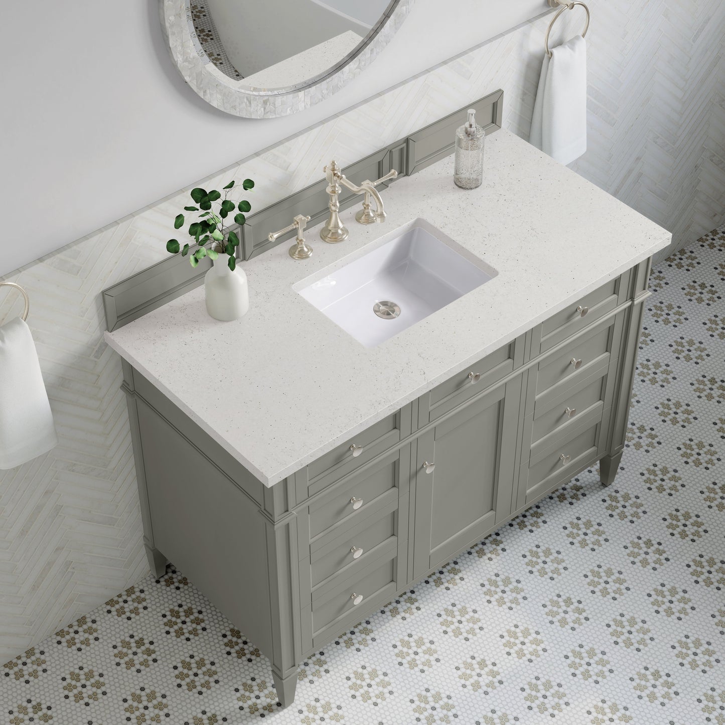 James Martin Vanities Brittany 48" Urban Gray Single Vanity With 3 cm Lime Delight Quartz Top