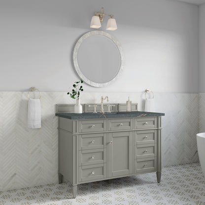 James Martin Vanities Brittany 48" Urban Gray Single Vanity With 3 cm Parisien Bleu Silestone Top and FreePower Wireless Charger