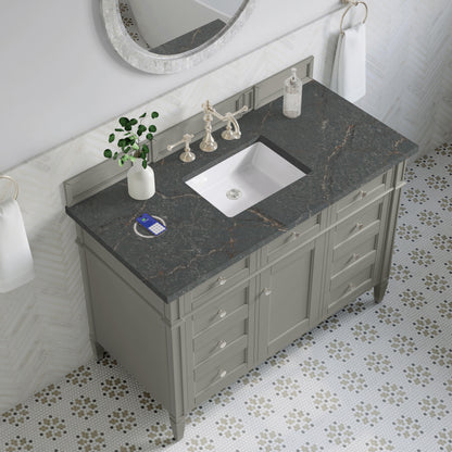 James Martin Vanities Brittany 48" Urban Gray Single Vanity With 3 cm Parisien Bleu Silestone Top and FreePower Wireless Charger