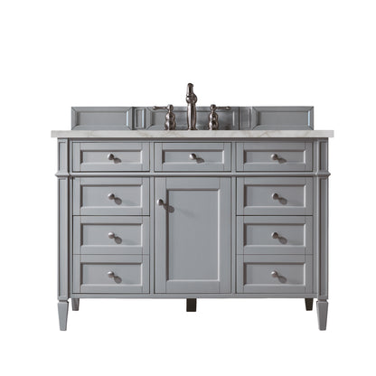 James Martin Vanities Brittany 48" Urban Gray Single Vanity With 3 cm Victorian Silver Silestone Top and FreePower Wireless Charger