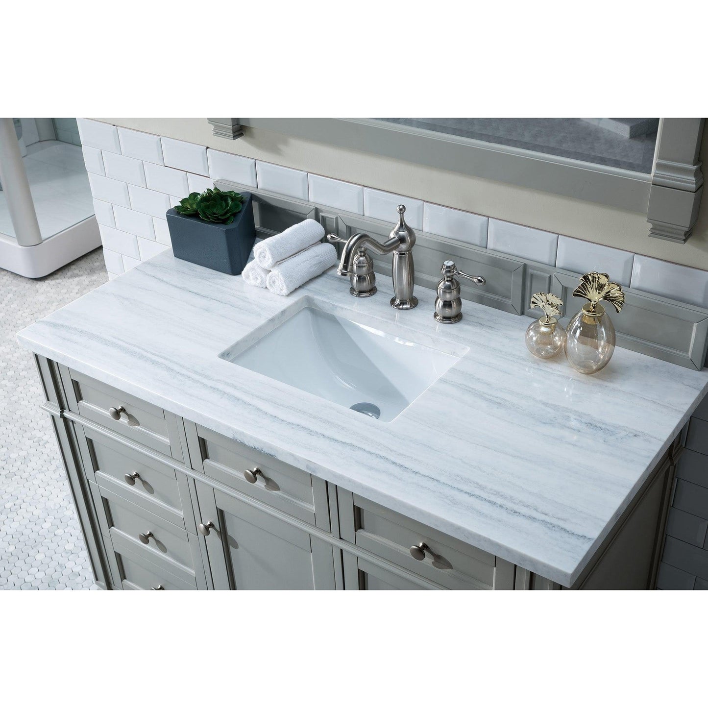 James Martin Vanities Brittany 48" Urban Gray Single Vanity With 3cm Arctic Fall Solid Surface Top