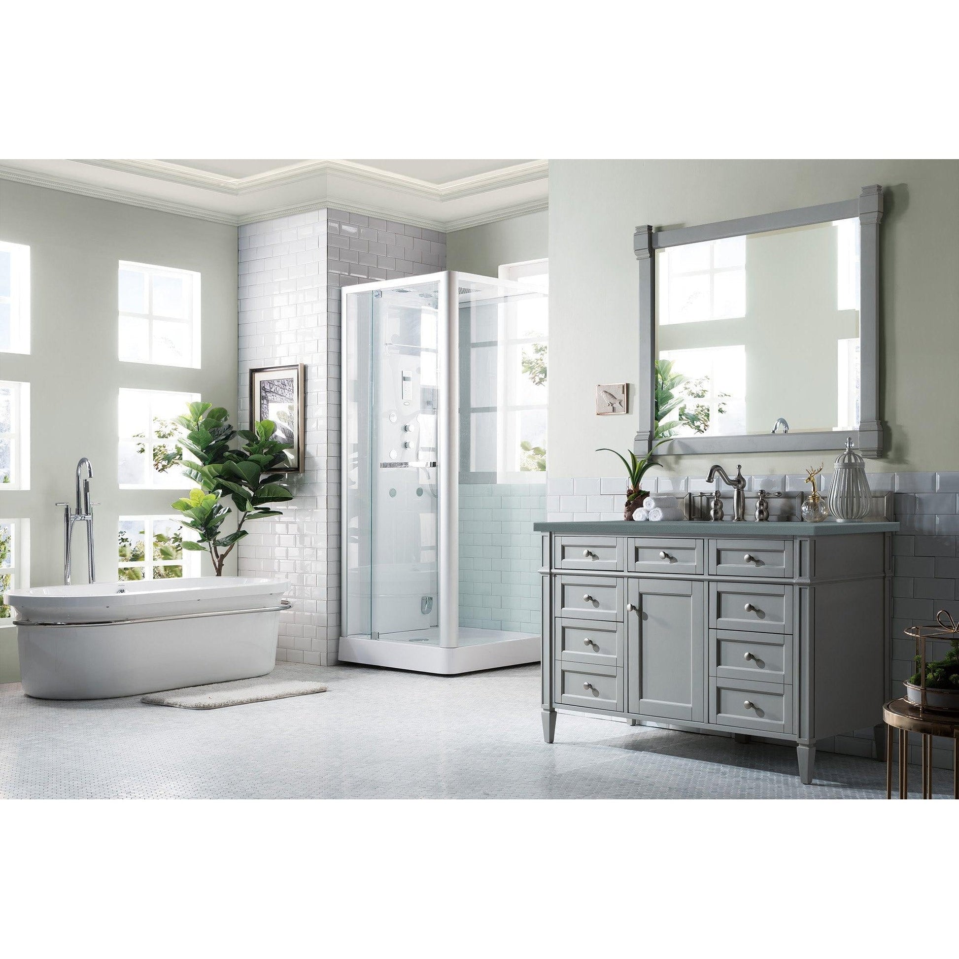 James Martin Vanities Brittany 48" Urban Gray Single Vanity With 3cm Cala Blue Quartz Top