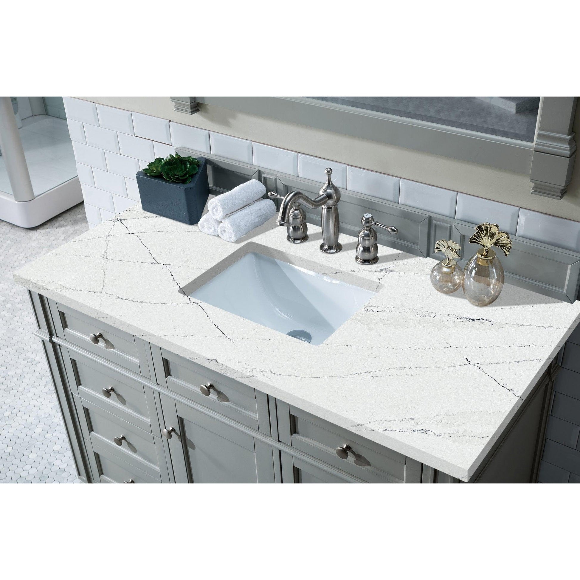 James Martin Vanities Brittany 48" Urban Gray Single Vanity With 3cm Ethereal Noctis Quartz Top