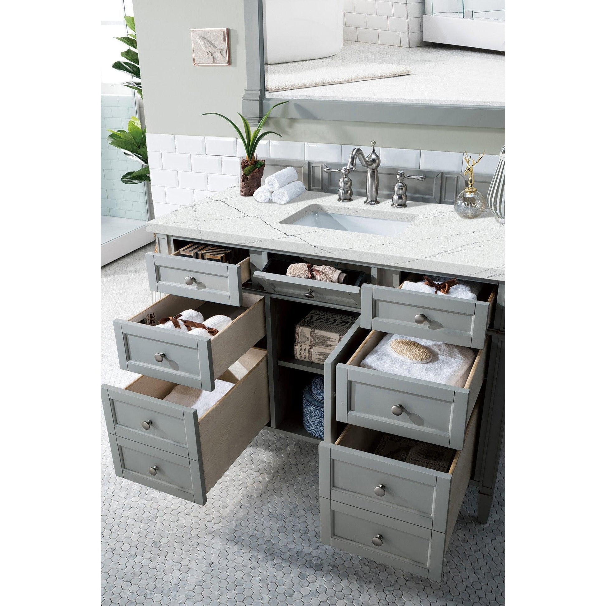 James Martin Vanities Brittany 48" Urban Gray Single Vanity With 3cm Ethereal Noctis Quartz Top