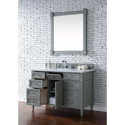 James Martin Vanities Brittany 48" Urban Gray Single Vanity With 3cm White Zeus Quartz Top