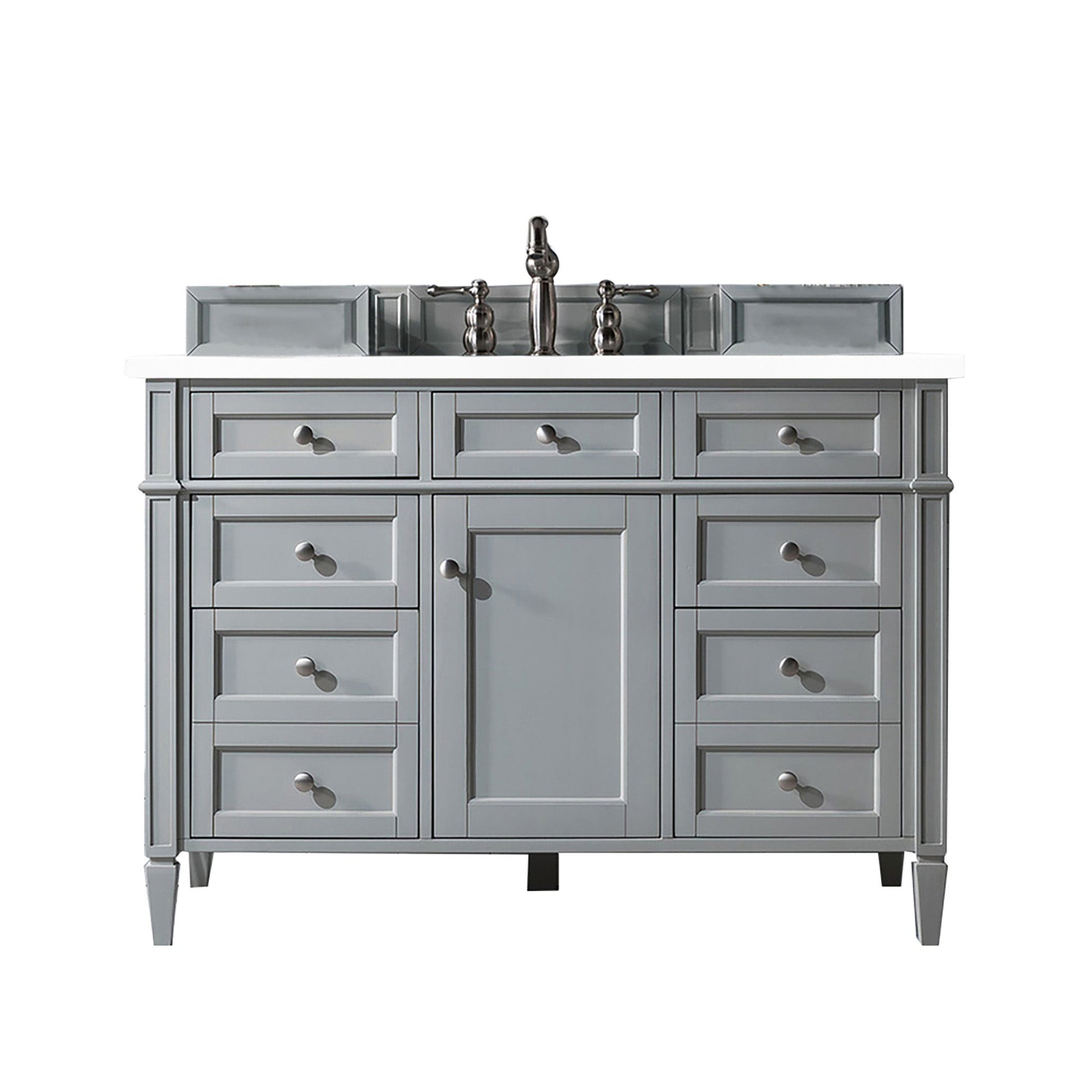 James Martin Vanities Brittany 48" Urban Gray Single Vanity With 3cm White Zeus Quartz Top