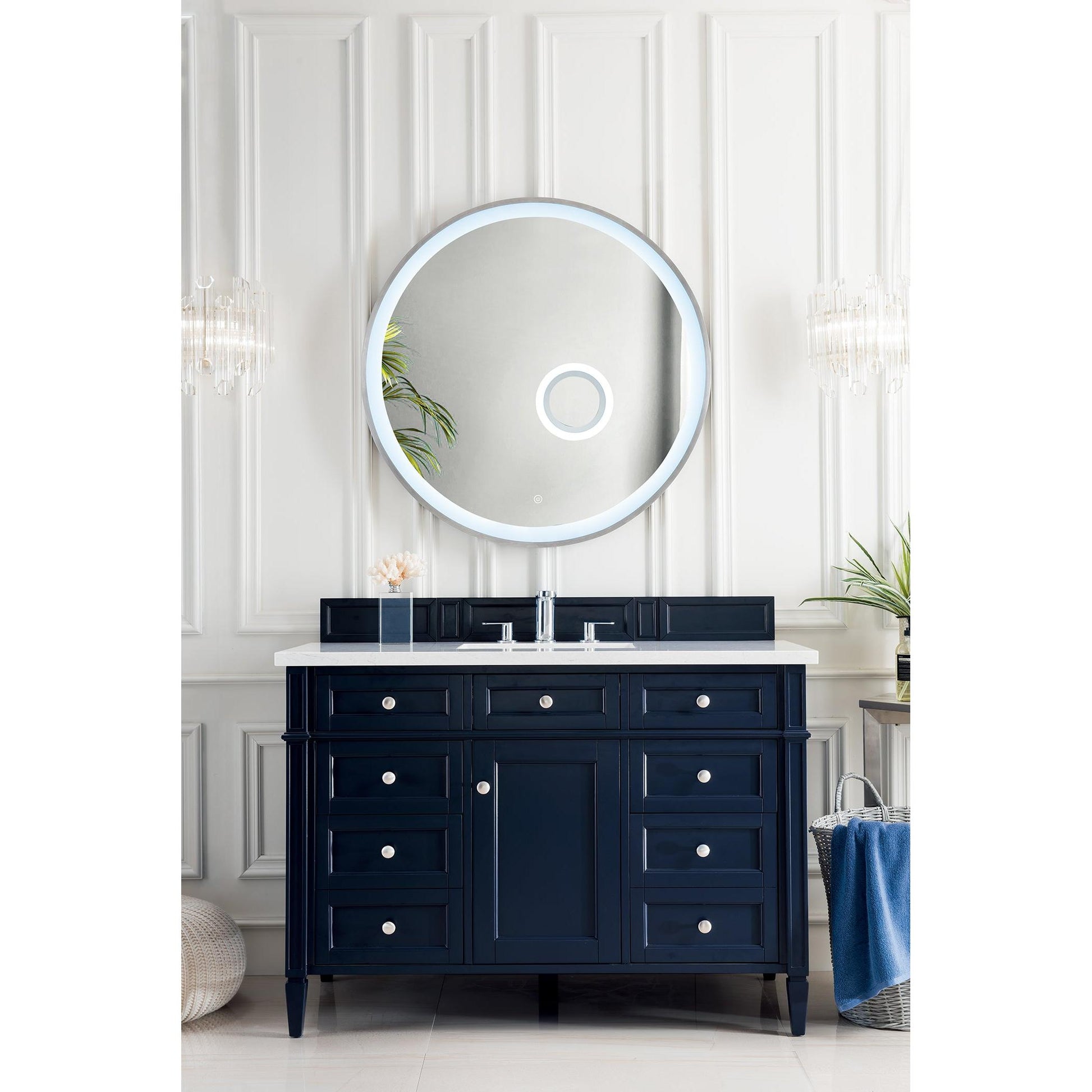 James Martin Vanities Brittany 48" Victory Blue Single Vanity With 3 cm Eternal Jasmine Pearl Silestone Top and FreePower Wireless Charger