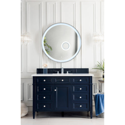 James Martin Vanities Brittany 48" Victory Blue Single Vanity With 3 cm Eternal Jasmine Pearl Silestone Top and FreePower Wireless Charger