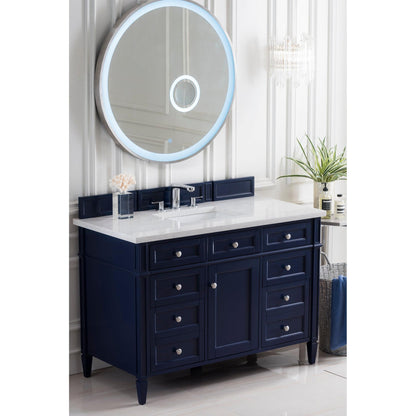 James Martin Vanities Brittany 48" Victory Blue Single Vanity With 3 cm Eternal Jasmine Pearl Silestone Top and FreePower Wireless Charger