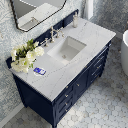 James Martin Vanities Brittany 48" Victory Blue Single Vanity With 3 cm Ethereal Noctis Silestone Top and FreePower Wireless Charger