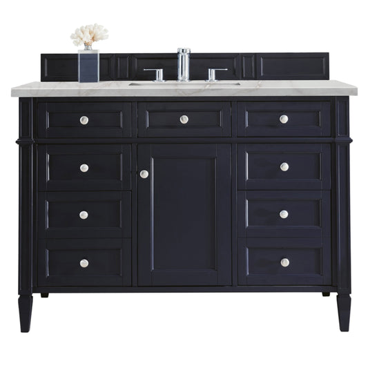 James Martin Vanities Brittany 48" Victory Blue Single Vanity With 3 cm Victorian Silver Quartz Top