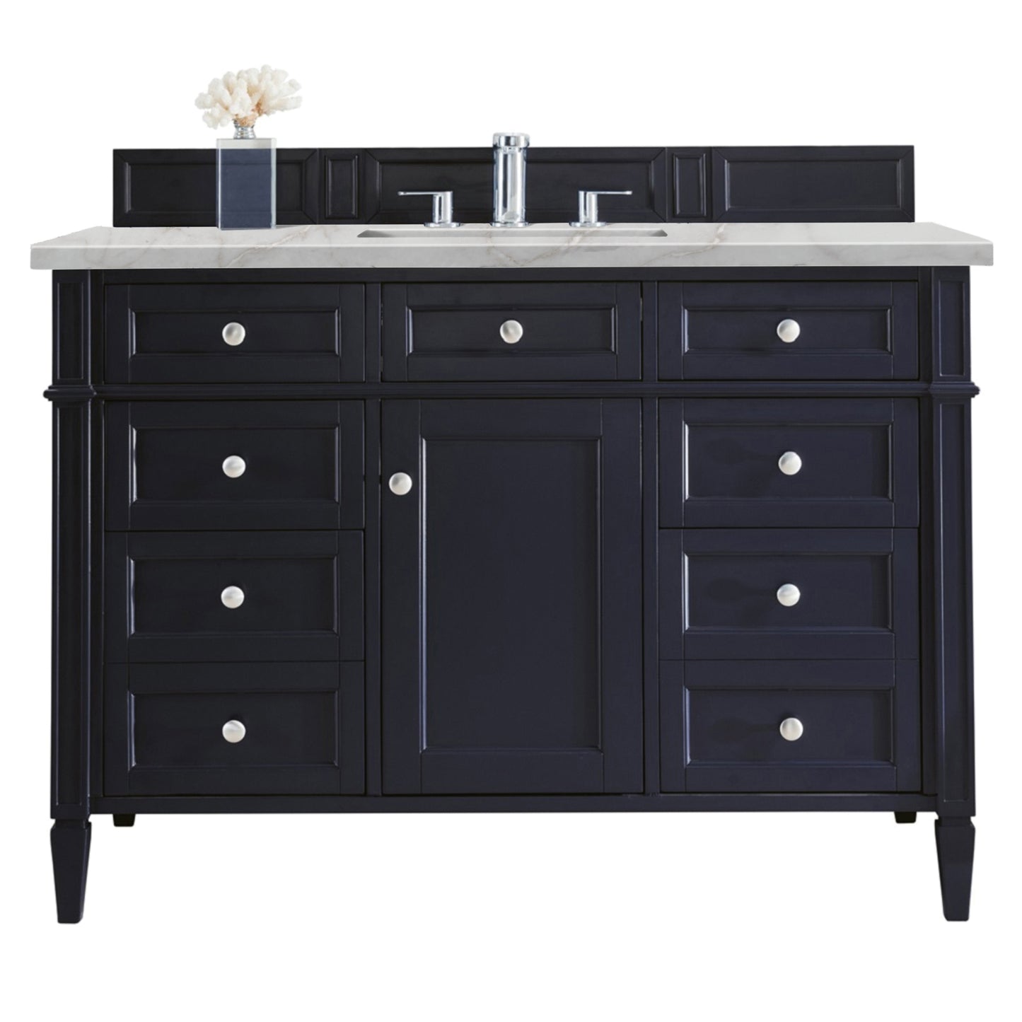 James Martin Vanities Brittany 48" Victory Blue Single Vanity With 3 cm Victorian Silver Silestone Top and FreePower Wireless Charger