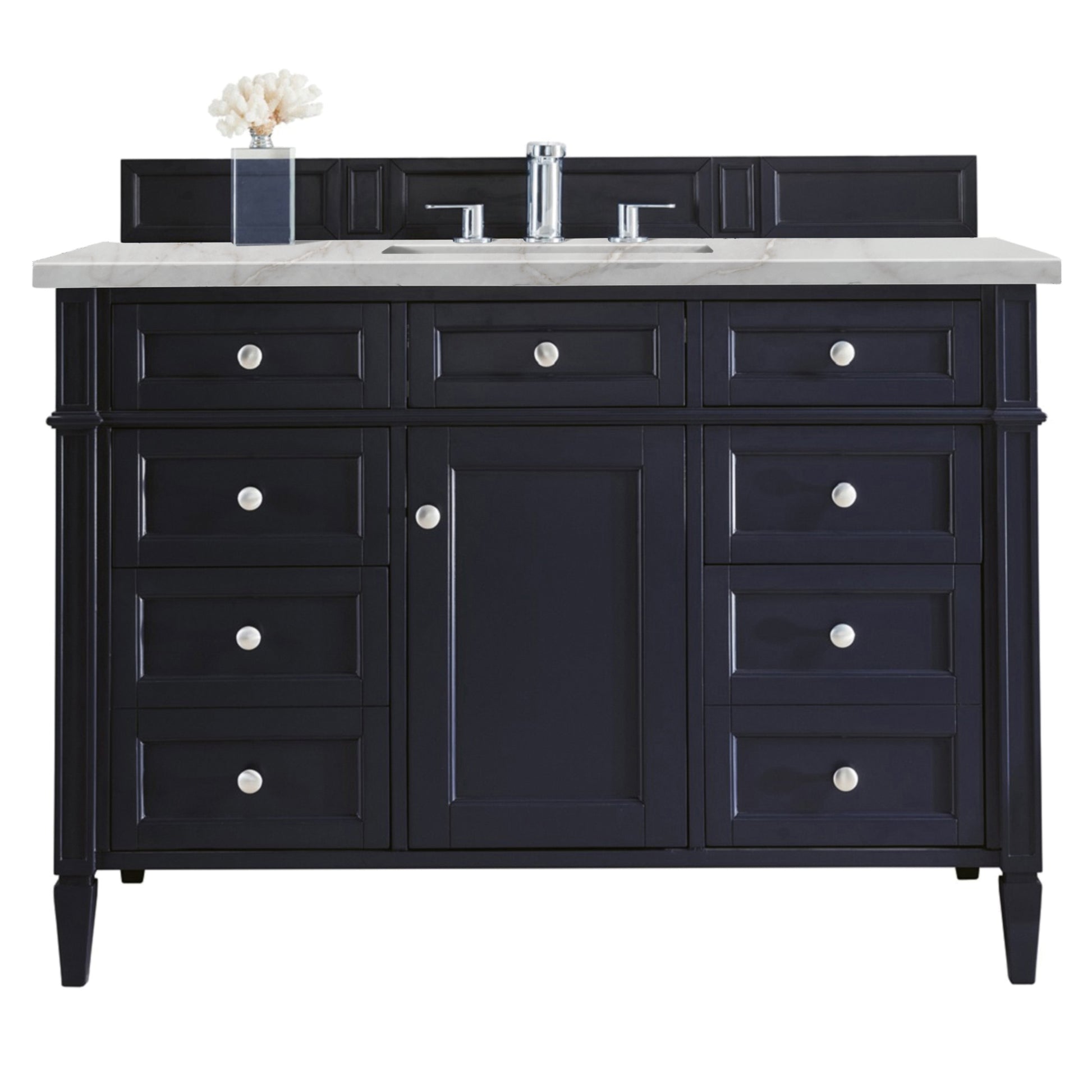 James Martin Vanities Brittany 48" Victory Blue Single Vanity With 3 cm Victorian Silver Silestone Top and FreePower Wireless Charger