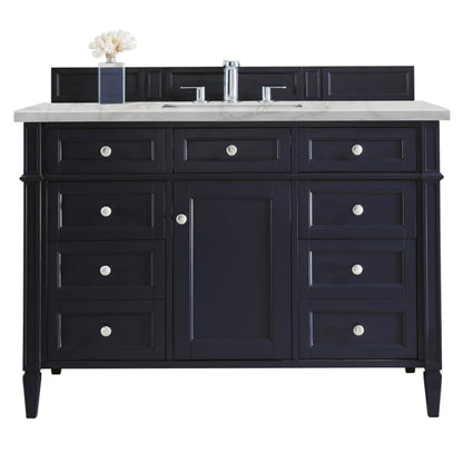James Martin Vanities Brittany 48" Victory Blue Single Vanity With 3 cm Victorian Silver Silestone Top and FreePower Wireless Charger