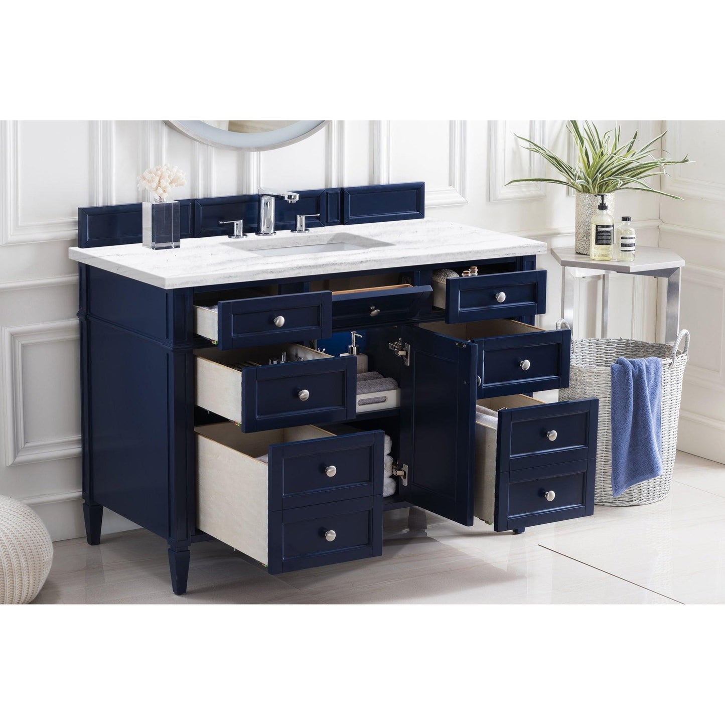 James Martin Vanities Brittany 48" Victory Blue Single Vanity With 3cm Arctic Fall Solid Surface Top