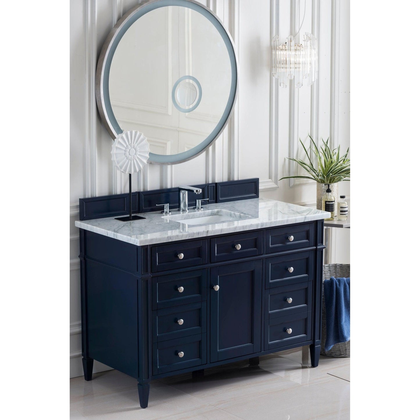 James Martin Vanities Brittany 48" Victory Blue Single Vanity With 3cm Carrara Marble Top