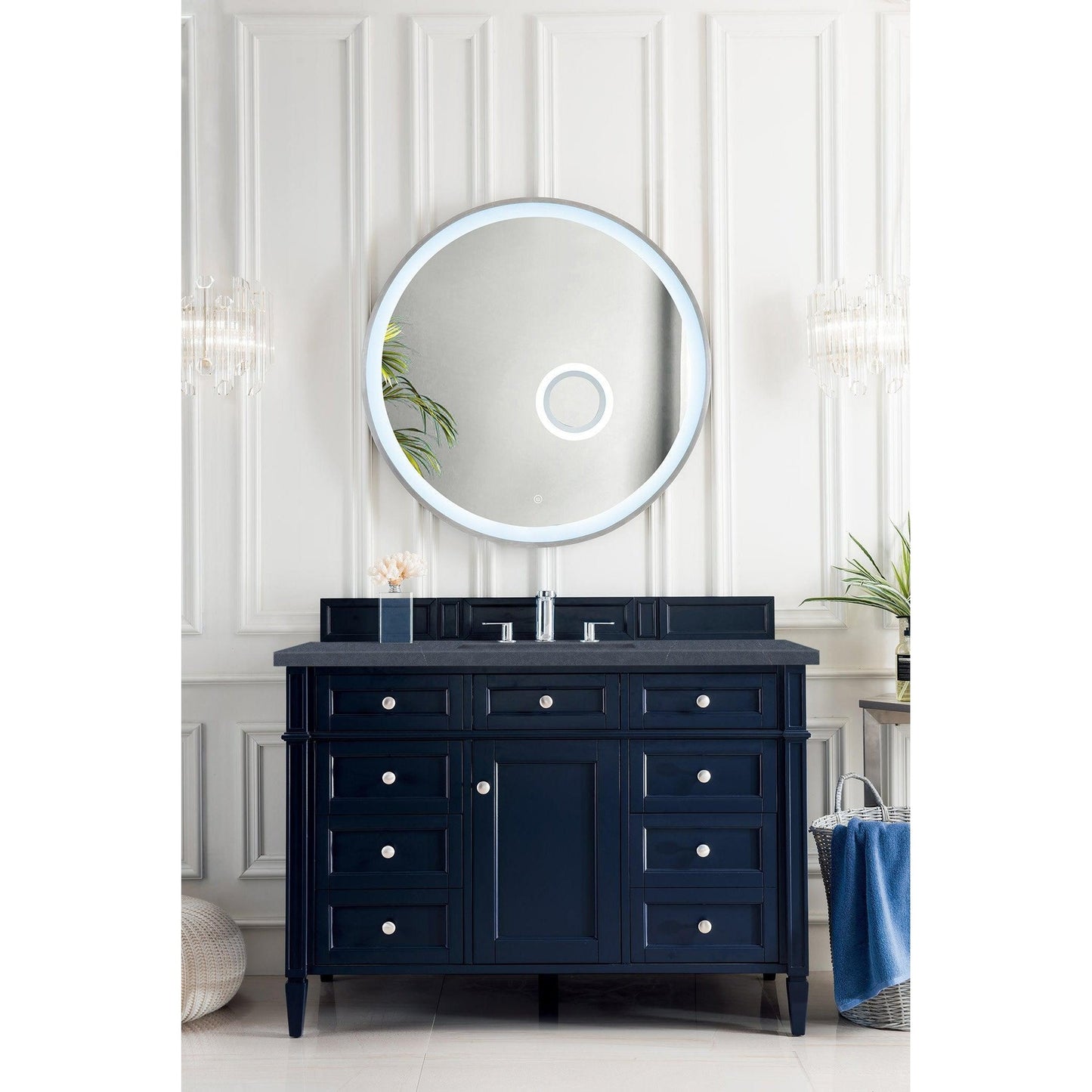 James Martin Vanities Brittany 48" Victory Blue Single Vanity With 3cm Charcoal Soapstone Quartz Top